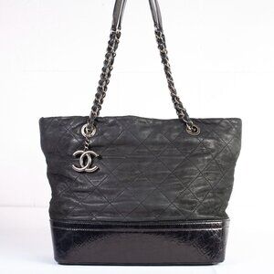 Authentic Chanel Aged Quilted Calfskin Gabrielle Hobo Shoulder Bag